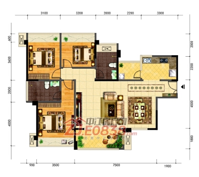 首付10个，凯西大横厅清水套三随心装